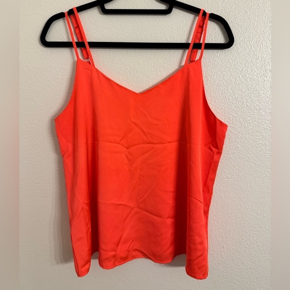 Skies Are Blue Tops - Skies Are Blue Bright Orange/Coral V-neck Camisole